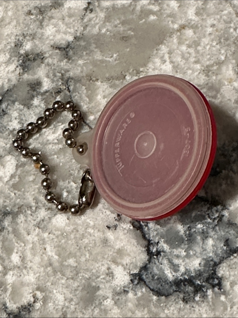 Vintage TUPPERWARE collectible fashion accessory Keychain, approximately 1 1/2”